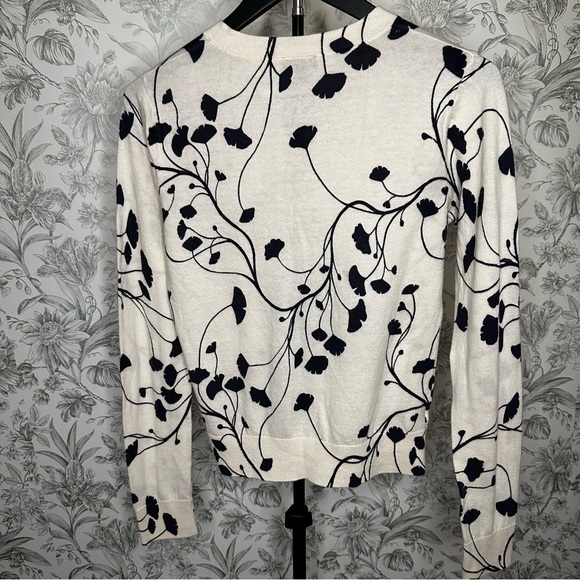 Ann Taylor Ivory and Navy Vine Cardigan - Picture 8 of 11
